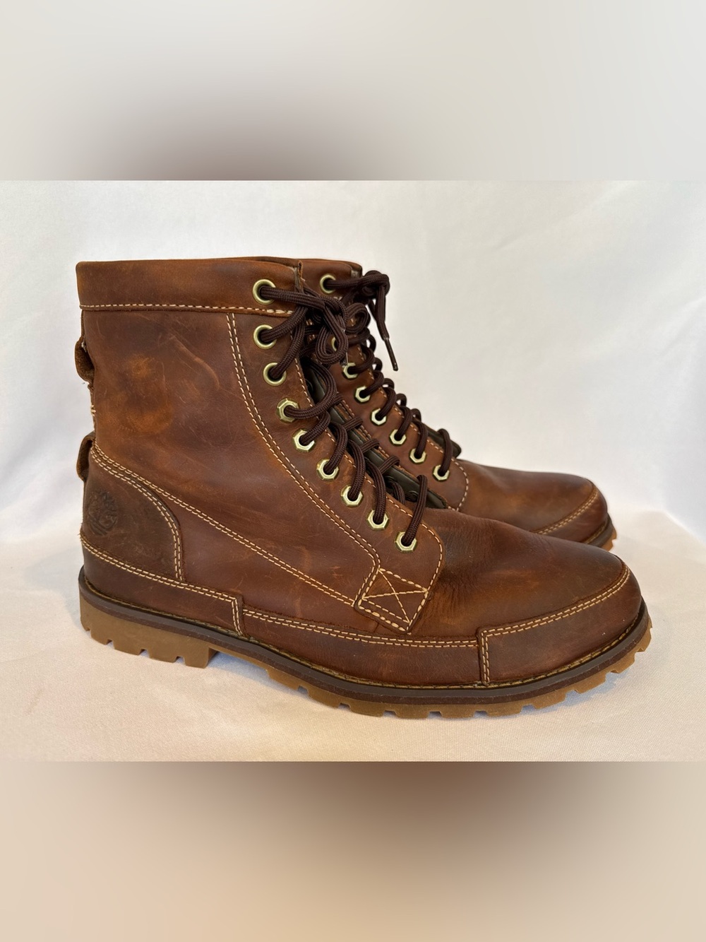 Timberland Brown Leather 8-Eye Lace-Up Work Boots